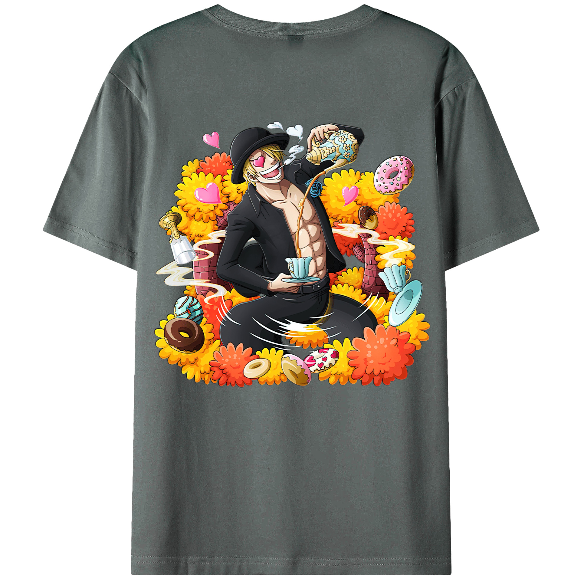 （画像用） ワンピース サンジ ONE PIECE Sanji 綿100％ メンズ半袖Tシャツ（バックプリント） 通気性